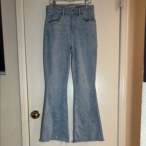 IDYLLWIND Women’s Flare Leg Jeans Paisley Design